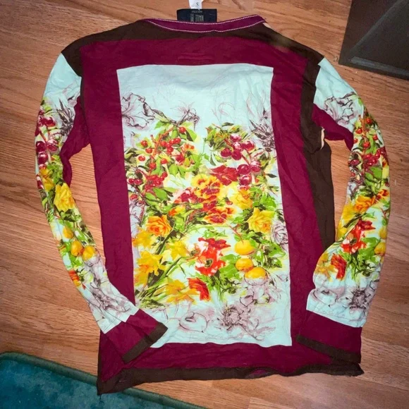 Jean Paul Gaultier Vintage Jersey Knit Sz SM Floral Graphic - Picture 9 of 9